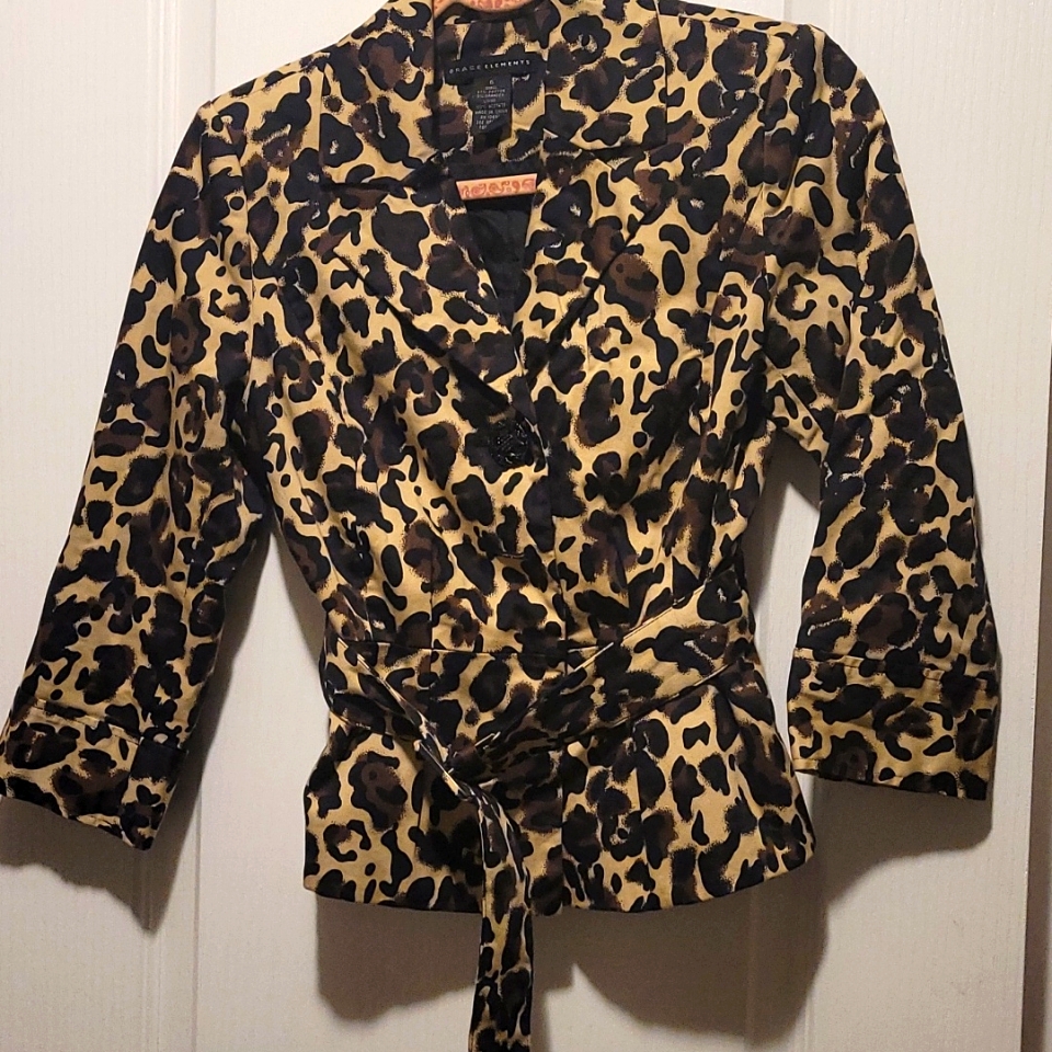 Grace Elements Leopard Print Jacket Size 6